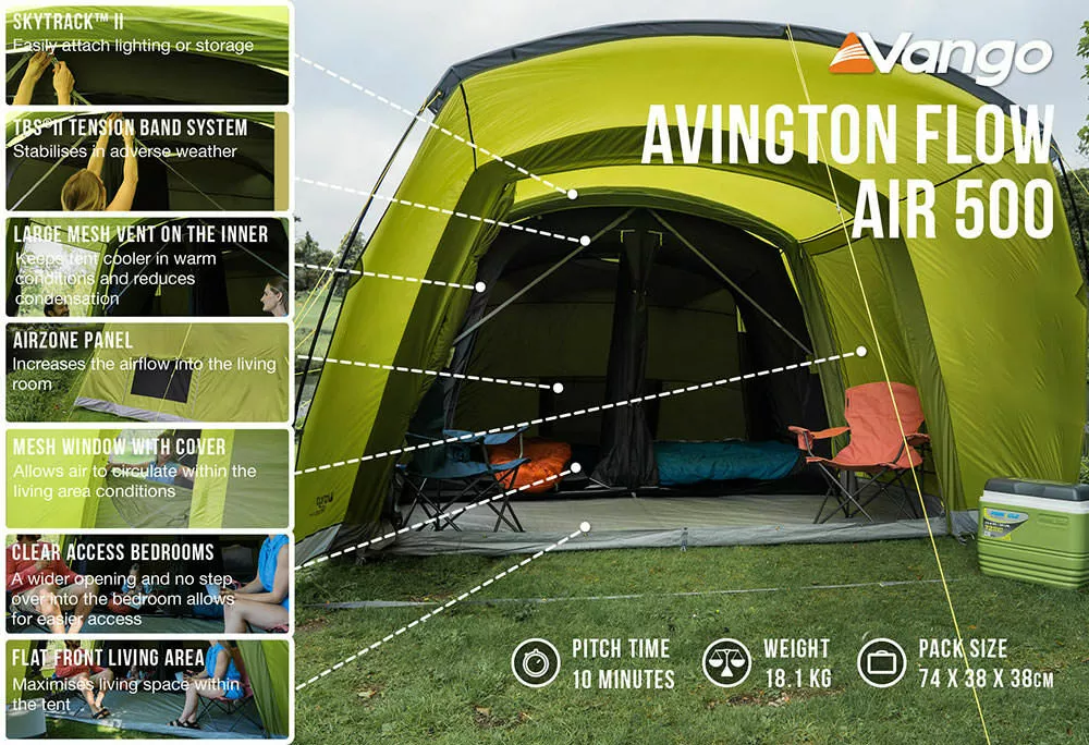 Vango Airbeam Vango Avington Flow Air 500 Tent (2022) 9 Vango Airbeam Vango Avington Flow Air 500 Tent (2022) - Image 7