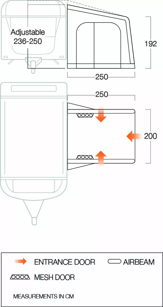 Vango Airbeam Vango Balletto Air 200 Elements Shield Caravan Awning (2023) 4 Vango Airbeam Vango Balletto Air 200 Elements Shield Caravan Awning (2023) - Image 2