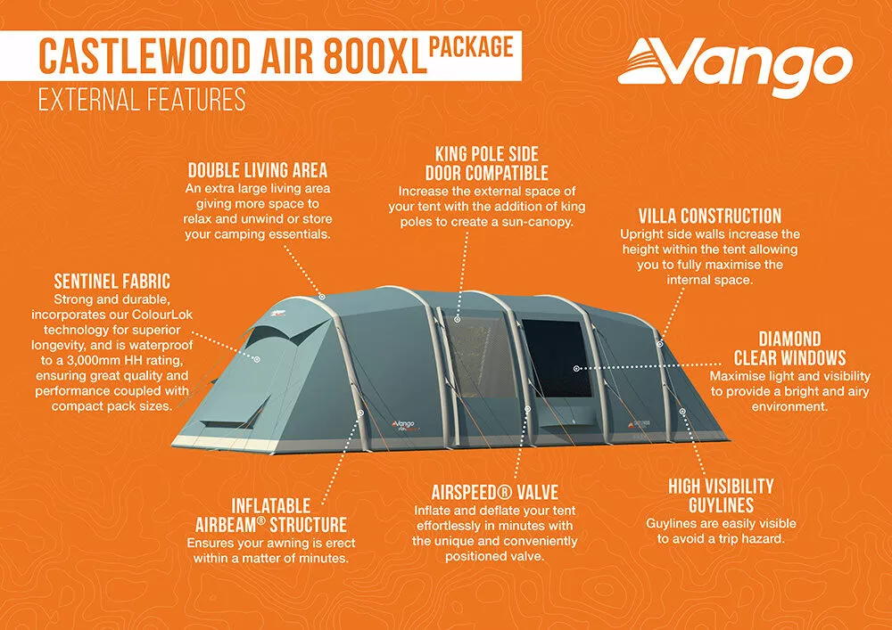 Vango Airbeam Vango Castlewood Air 800XL Tent Package (2023) 6 Vango Airbeam Vango Castlewood Air 800XL Tent Package (2023) - Image 4