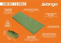 Vango Comfort Single 7.5cm Self Inflating Mattress 7 Vango Comfort Single 7.5cm Self Inflating Mattress -Tentify Sales Shop comfort 7.5 single infographic
