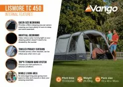 Vango Lismore TC 450 Poled Tent Package (2023) 16 Vango Lismore TC 450 Poled Tent Package (2023) -Tentify Sales Shop lismore tc 450 infographic2