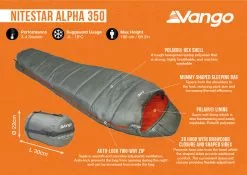 Vango Nitestar Alpha 350 Sleeping Bag (Fog) -Tentify Sales Shop nitestar 350 infographic