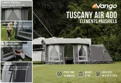 Vango Airbeam Vango Tuscany Air 400 Elements Proshield Caravan Awning (2023) -Tentify Sales Shop tuscany air 400 eps 1