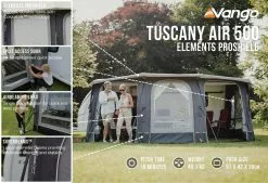 Vango Airbeam Vango Tuscany Air 500 Elements Proshield Caravan Awning (2023) -Tentify Sales Shop tuscany air 500 eps