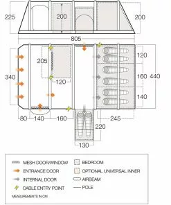 Vango Airbeam Vango Tahiti 850XL Air Tent (2023) 17 Vango Airbeam Vango Tahiti 850XL Air Tent (2023) -Tentify Sales Shop vango 2021 tents floorplan tahiti ii air 850xl hi